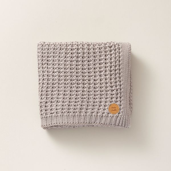 couverture coton biologique tricot 80x100 gris clair Petite Amélie