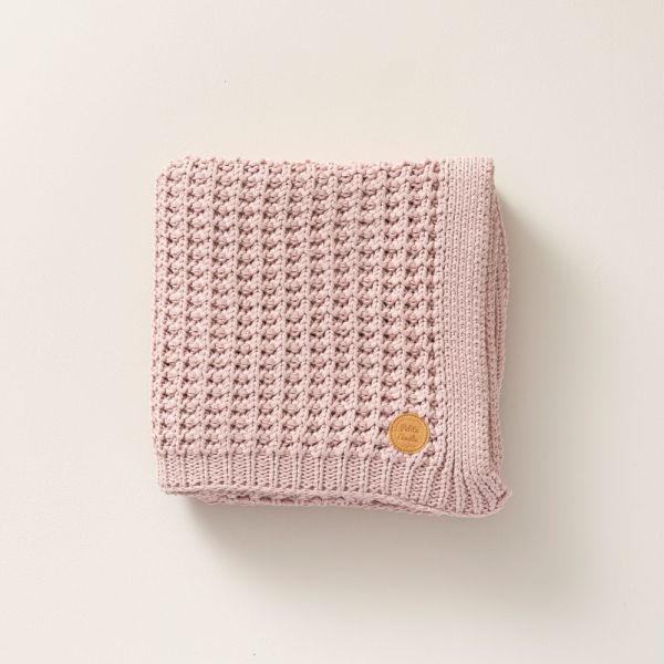 couverture coton biologique tricot 80x100 rose Petite Amélie