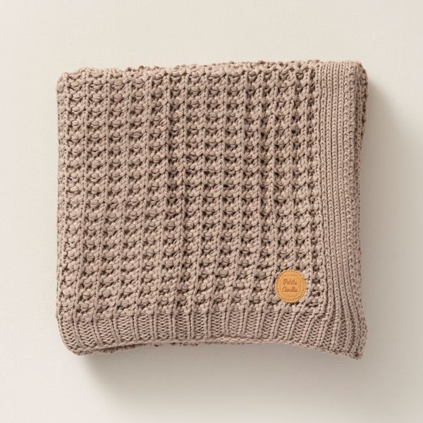 couverture enfant beige taupe coton tricote 100x150 Petite Amélie