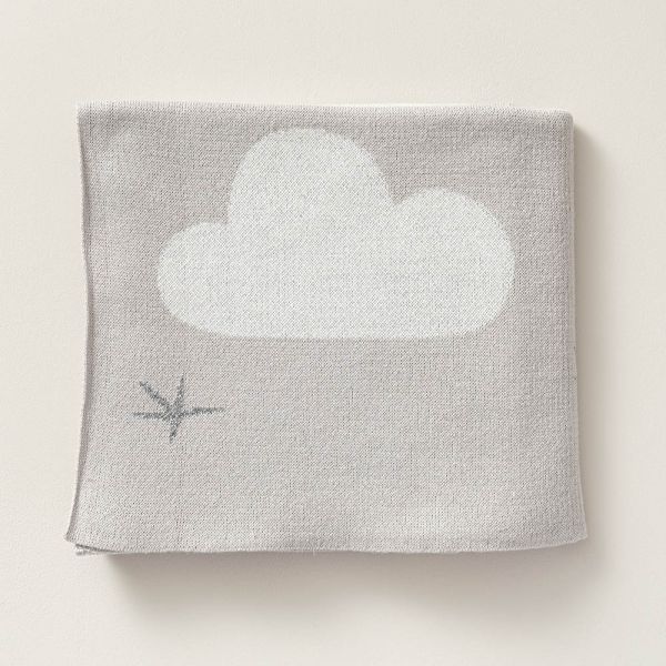 couverture enfant cotonbio nuages gris clair 100x150 Petite Amélie