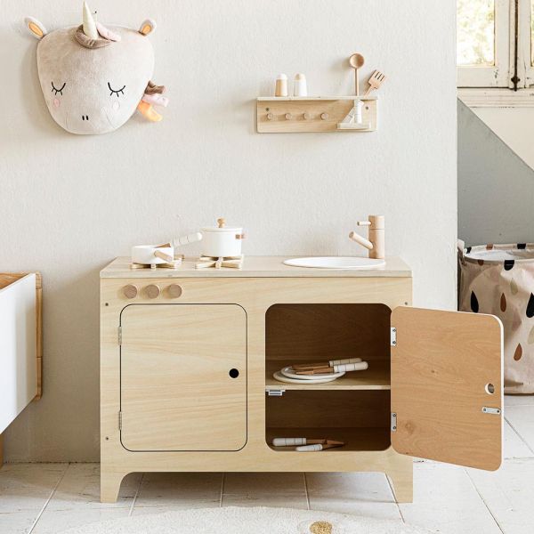 Cuisine en bois «La Parisienne» | étagère incl. | Naturel