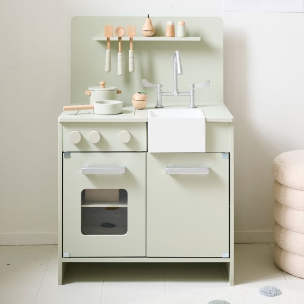 Cuisine bois jouet | 7 accessoires inclus | Vert menthe