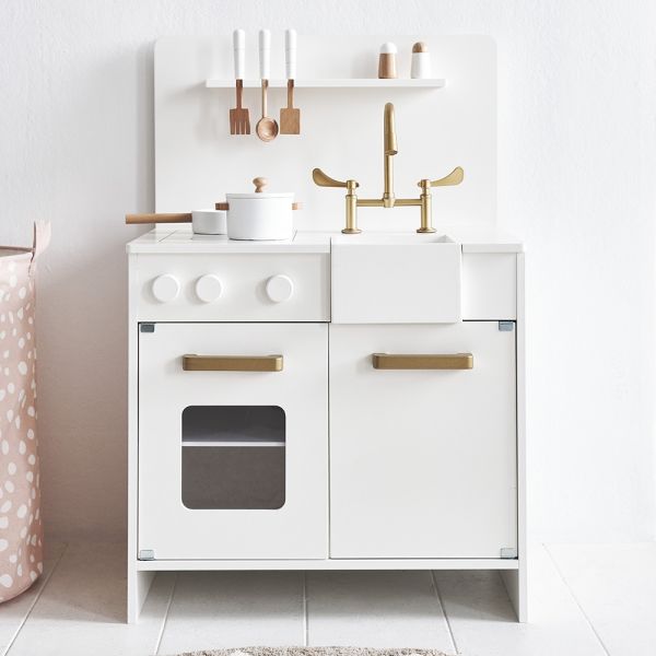 Cuisine enfant bois | 7 accessoires inclus | Blanc