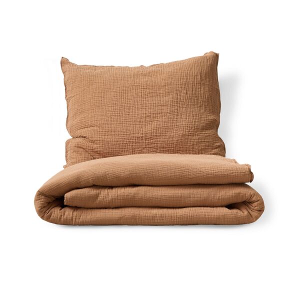 HOUSSE DE COUETTE 120 X 150 CM | 100 % GAZE DE COTON BIOLOGIQUE| CARAMEL