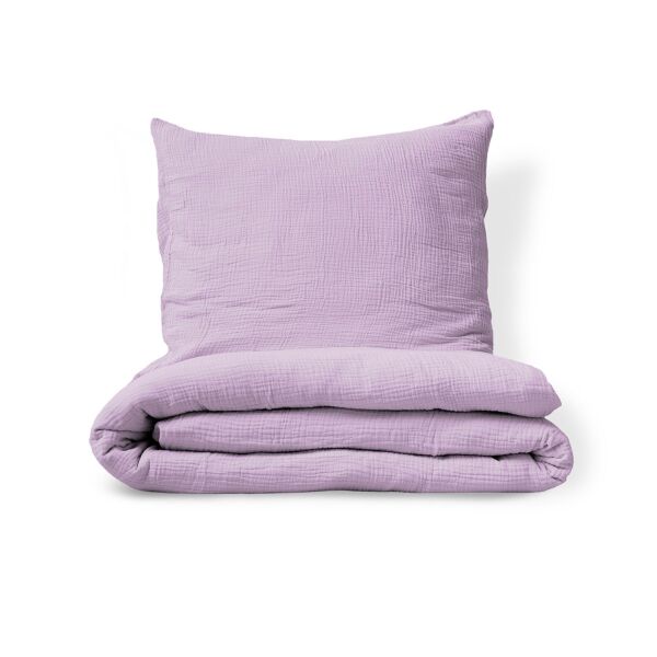 Housse de couette 140x200 cm et taie d'oreiller en gaze de coton | Violet