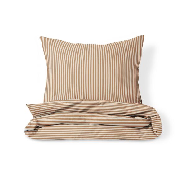 PARURE DE LIT 140 X 200 CM «STRIPED» | BEIGE ET CARAMEL