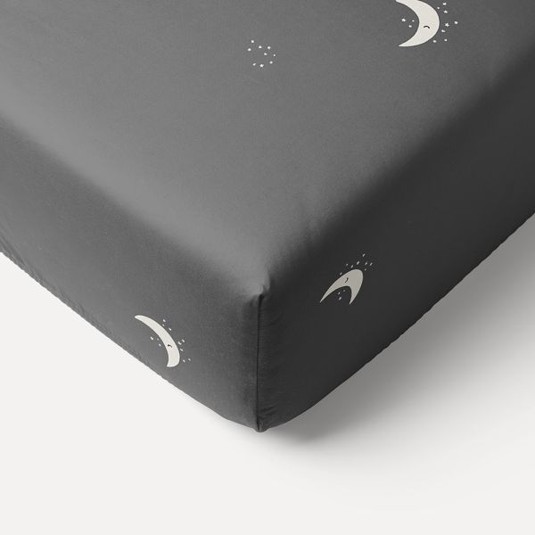 drap housse bebe 40x90 coton bio noir gris lune lit enfant Petite Amélie