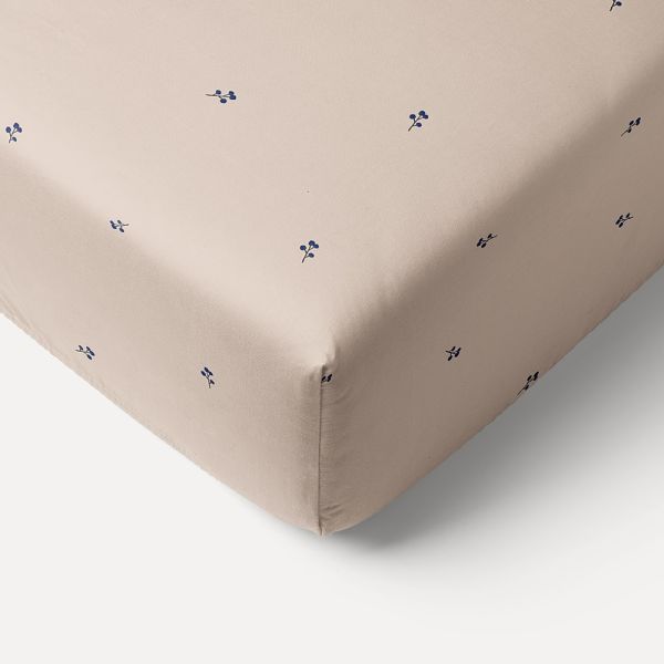 drap-housse enfant coton doux 90x200 bleu avec des bulles - HEMA