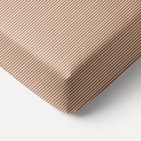 DRAP-HOUSSE 80 X 160 CM «STRIPED» | BEIGE ET CARAMEL