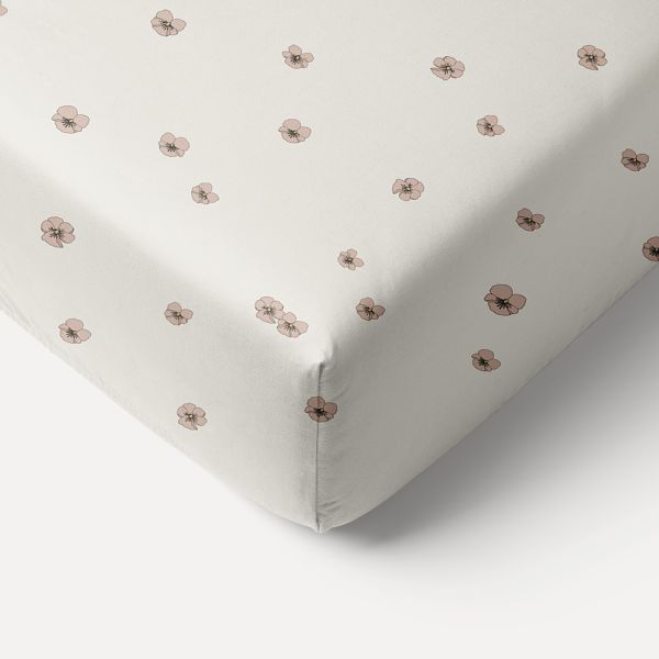 Drap housse pour un enfant en 70x140 cm en rose et jaune en coton avec fleurs par Petite Amélie