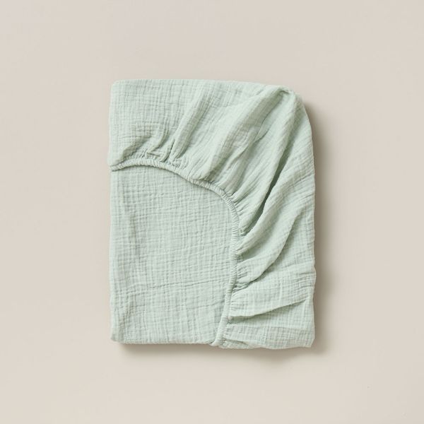 DRÖMSLOTT Drap housse pour lit bébé, motif à pois vert/multicolore