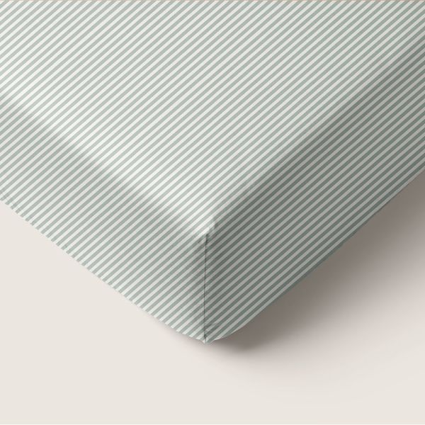 DRAP-HOUSSE 80 X 160 CM «STRIPED» | BLANC CASSÉ ET VERT