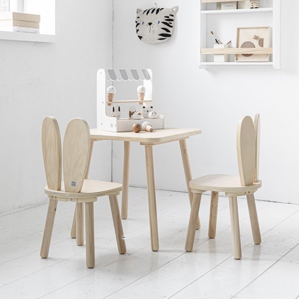 ensemble chaise et table enfant lapin bois blanc Petite Amélie