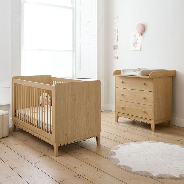 CHAMBRE BÉBÉ ÉVOLUTIVE «CANNELLE» 2 ÉLÉMENTS | LIT ÉVOLUTIF ET COMMODE