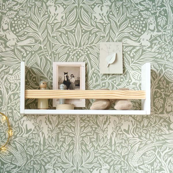 ÉTAGÈRE MURALE EN BOIS « HÊTRE» | BLANC ET NATUREL