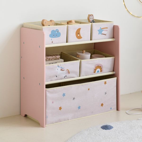 Meuble de rangement pour jouets avec bacs «Lara» | rose
