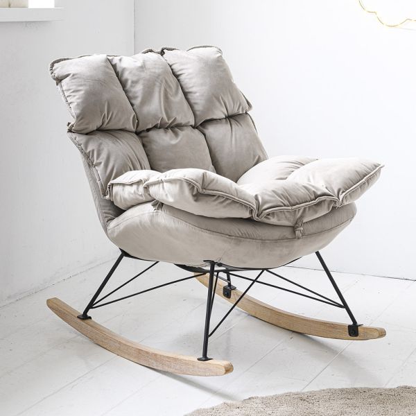 Chaise à bascule confort pour chambre bébé «COCON» | gris brun