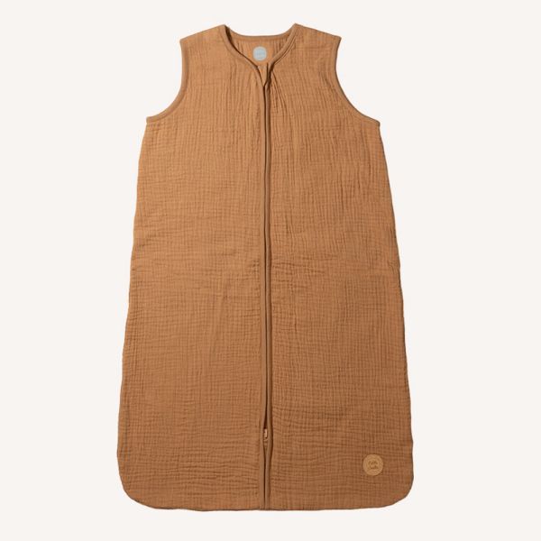GIGOTEUSE 3-6 MOIS EN GAZE DE COTON SANS MANCHES | CARAMEL | 70 CM