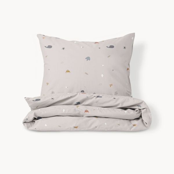 Parure housse de couette + taie d'oreiller enfant gipsy beige