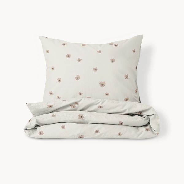Housse de couette pour enfants en 120x150 cm en rose et jaune en coton avec fleurs par Petite Amélie