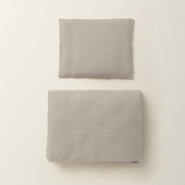 housse de couette lit enfant gris 120x150 coton Petite Amélie