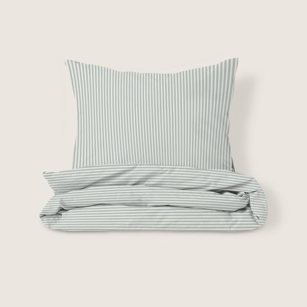 PARURE DE LIT 120 X 150 CM «STRIPED» | BLANC CASSÉ ET VERT