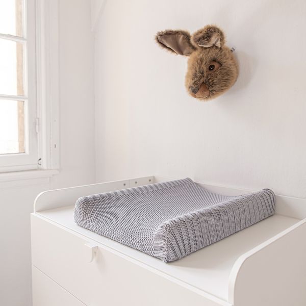 TINEO Lot de 2 housses de matelas à langer - gris pas cher 