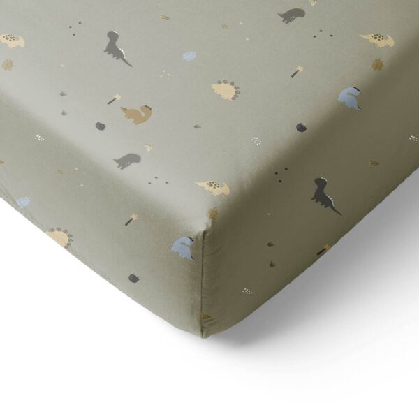 DRAP HOUSSE LIT ENFANT 70X140 CM «DINO» | VERT