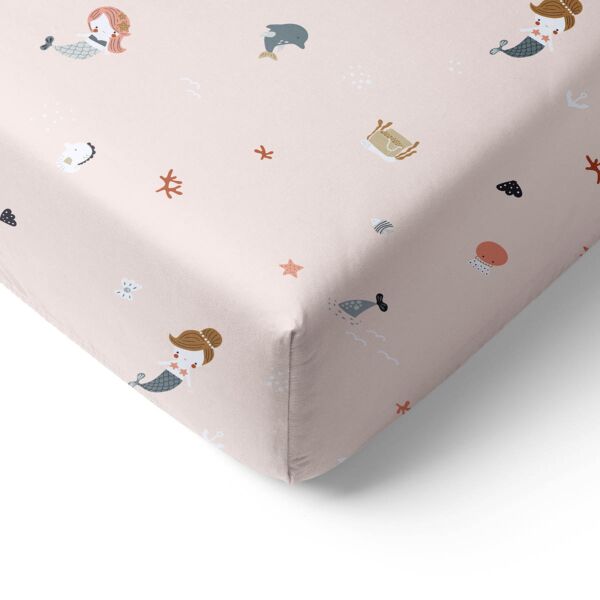 DRAP HOUSSE POUR ENFANT 70X140 CM «SIRÈNE»| ROSE CLAIR