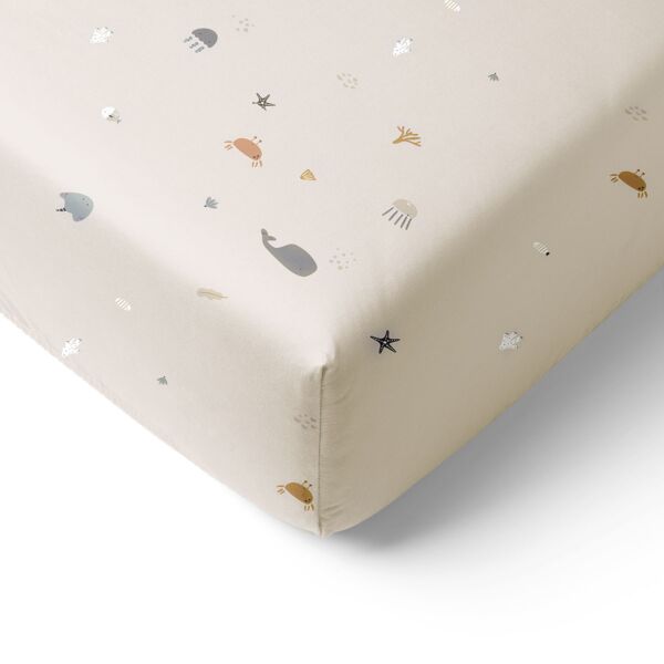 DRAP HOUSSE LIT 1 PERSONNE 90X200 CM «MER» | BEIGE