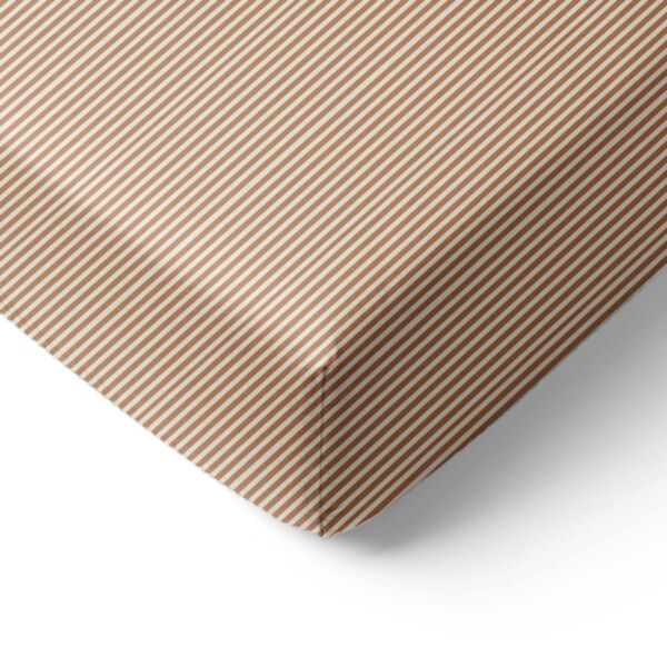 DRAP-HOUSSE 70 X 140 CM «STRIPED» | BEIGE ET CARAMEL