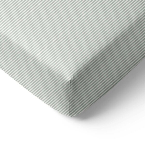 DRAP-HOUSSE 70 X 140 CM «STRIPED» | BLANC CASSÉ ET VERT