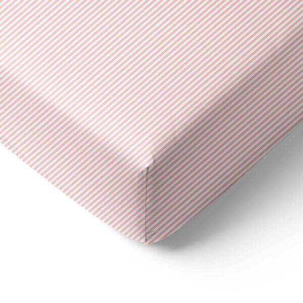 DRAP-HOUSSE 80 X 160 CM «STRIPED» | BLANC CASSÉ ET ROSE