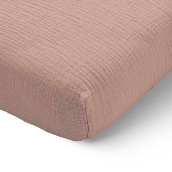 Hoeslaken van 80x160 cm in roze van mousseline katoen van Petite Amélie 