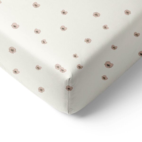 DRAP-HOUSSE 80 X 160 CM «PANSY» | BEIGE-ROSE