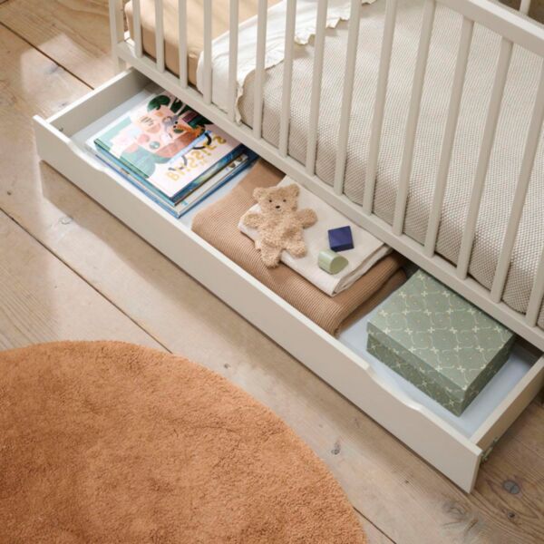 Tiroir lit bébé «Hêtre» rangement | 60 x 120 cm | Beige