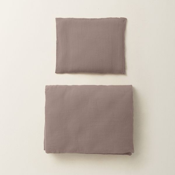 linge de lit enfant gaze de coton prune Petite Amélie