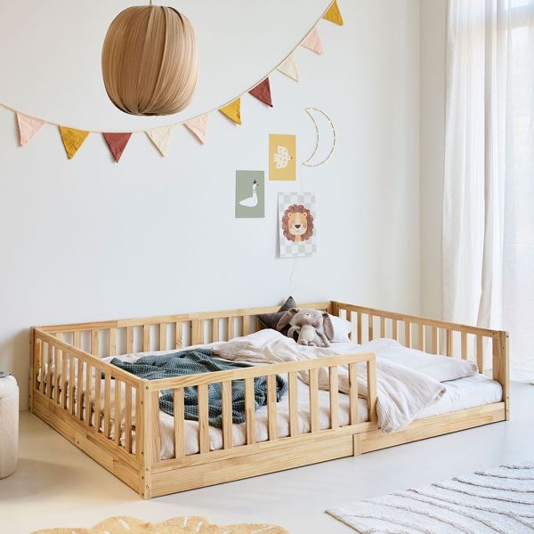 Lit Montessori au sol «Nid» | 140 x 200 cm | Naturel
