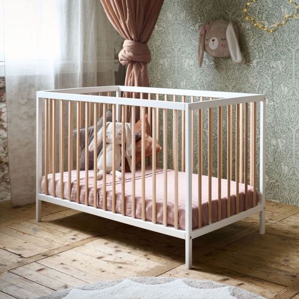 lit bebe bois naturel 60x120 blanc Petite Amélie 1