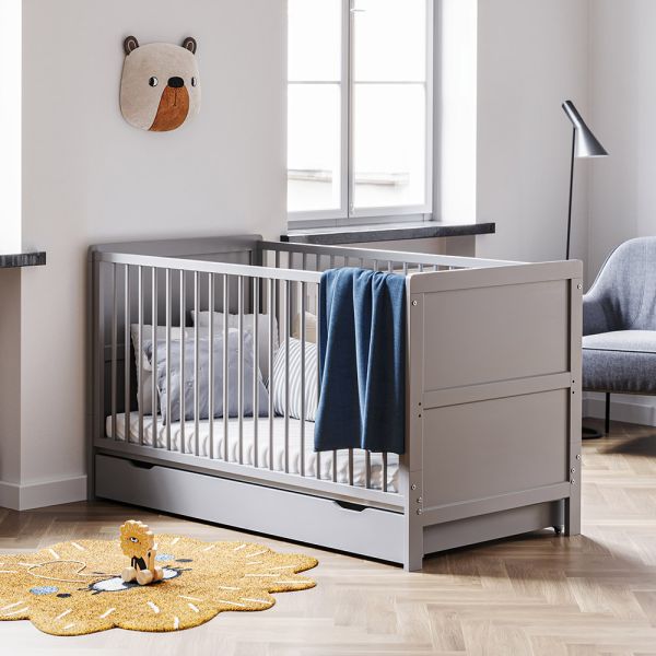 Lit bébé évolutif 3 en 1 Gris et son matelas