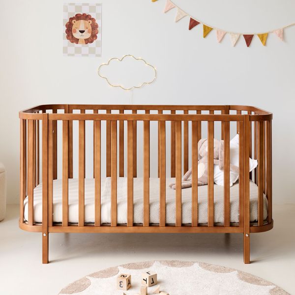 LIT BÉBÉ ÉVOLUTIF OVALE «COCOON» | 70 X 140 CM | NOYER