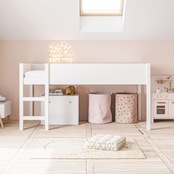 Lit surélevé enfant 90x200 «ARBRE» | Blanc