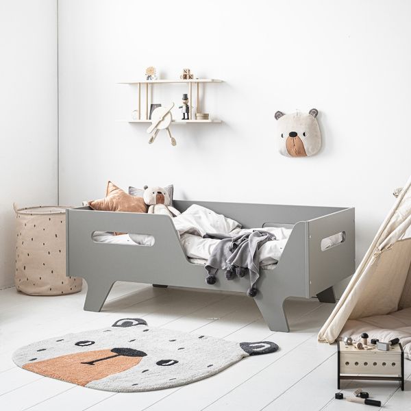 Lit bébé avec barrière amovible + rangement bibliothèque LIGNE PIROUETTE -  blanc, Chambre et rangement