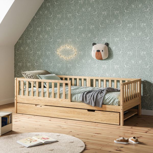LIT GIGOGNE ENFANT « PLUME » | 90 X 200 CM | NATUREL