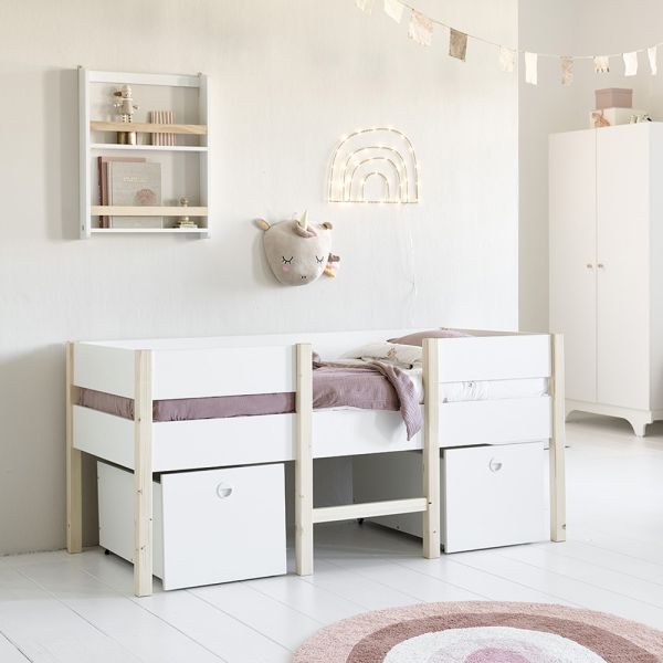 Lit Enfant à barrière 140x80cm avec tiroir et matelas inclus CLASSIC