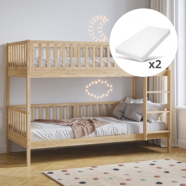 Lit superposé 90x200 Plume en bois naturel par Petite Amélie