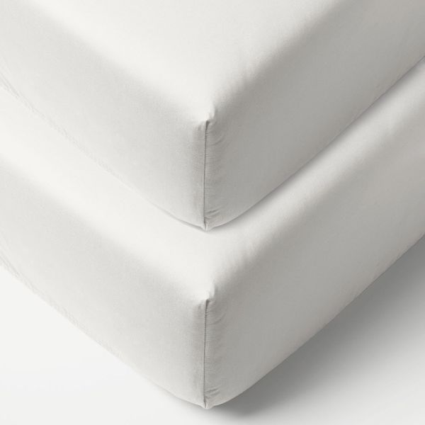 Lot de 2 draps-housses en jersey 40/45x90 cm| Blanc