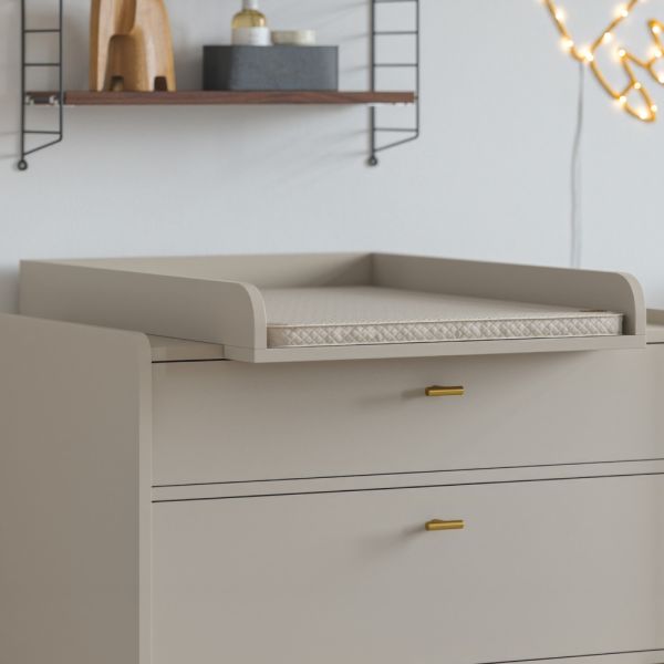 Commode Bébé Pepper Blanc et Bois avec Plan à Langer compatible