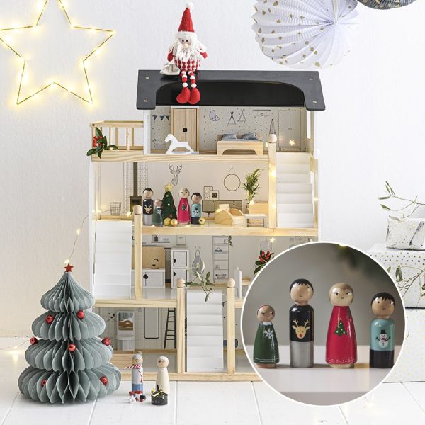 maison poupee bois jouet accessoires famille noel