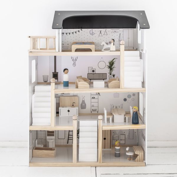 Maison de poupée bois meubles inclus | Collection jouets en bois par Petite Amélie